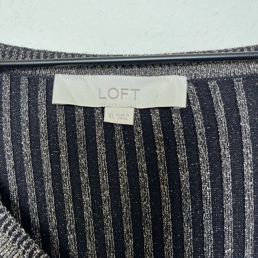 LOFT Women Sparkle Jersey Knit Maxi Dress XL Brown Rib Knit Holiday Party Stretc - Picture 5 of 12